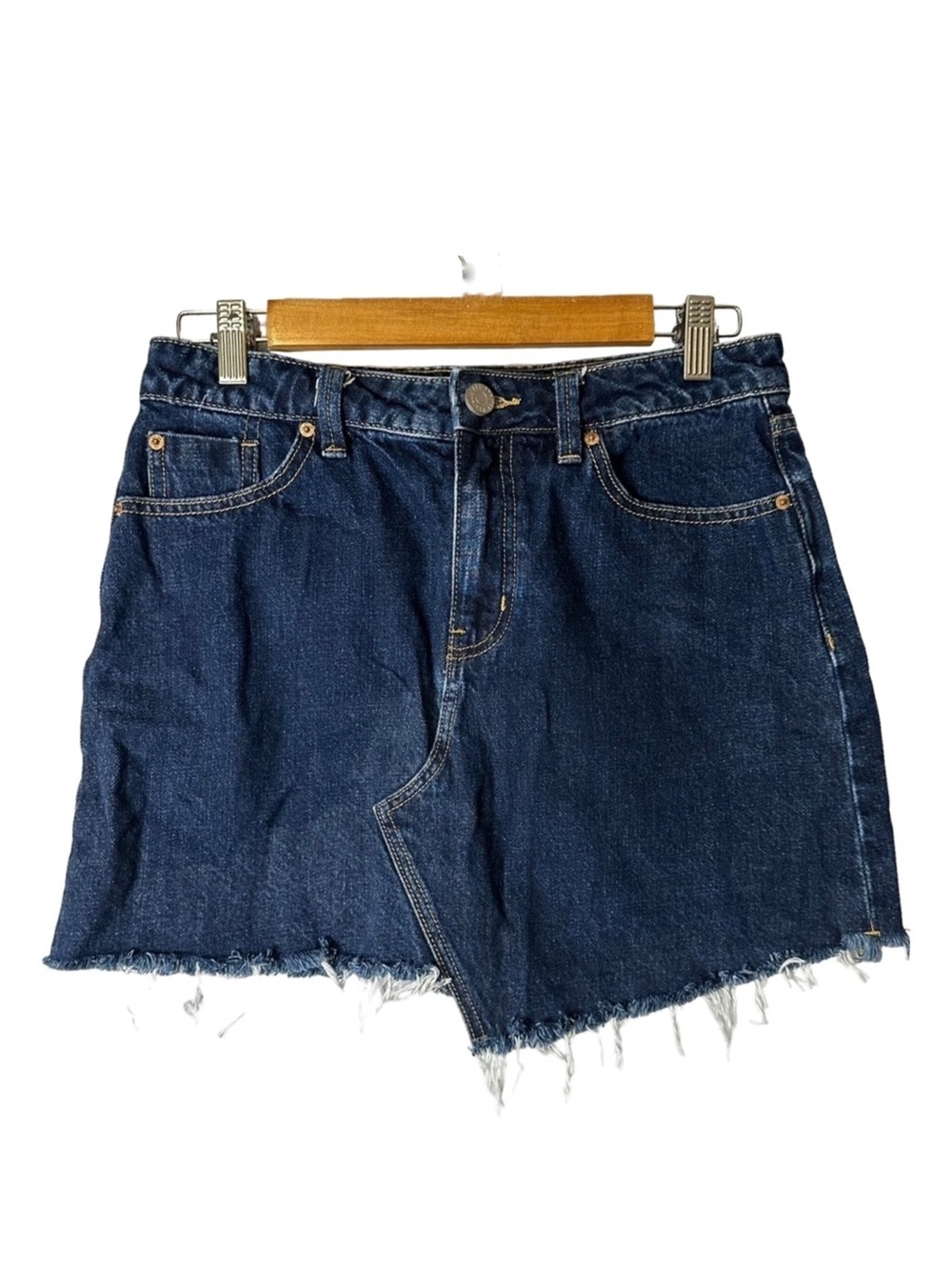 BDG Urban Outfitters Denim Mini Skirt Raw Hem Asymmetrical Festival Grunge M